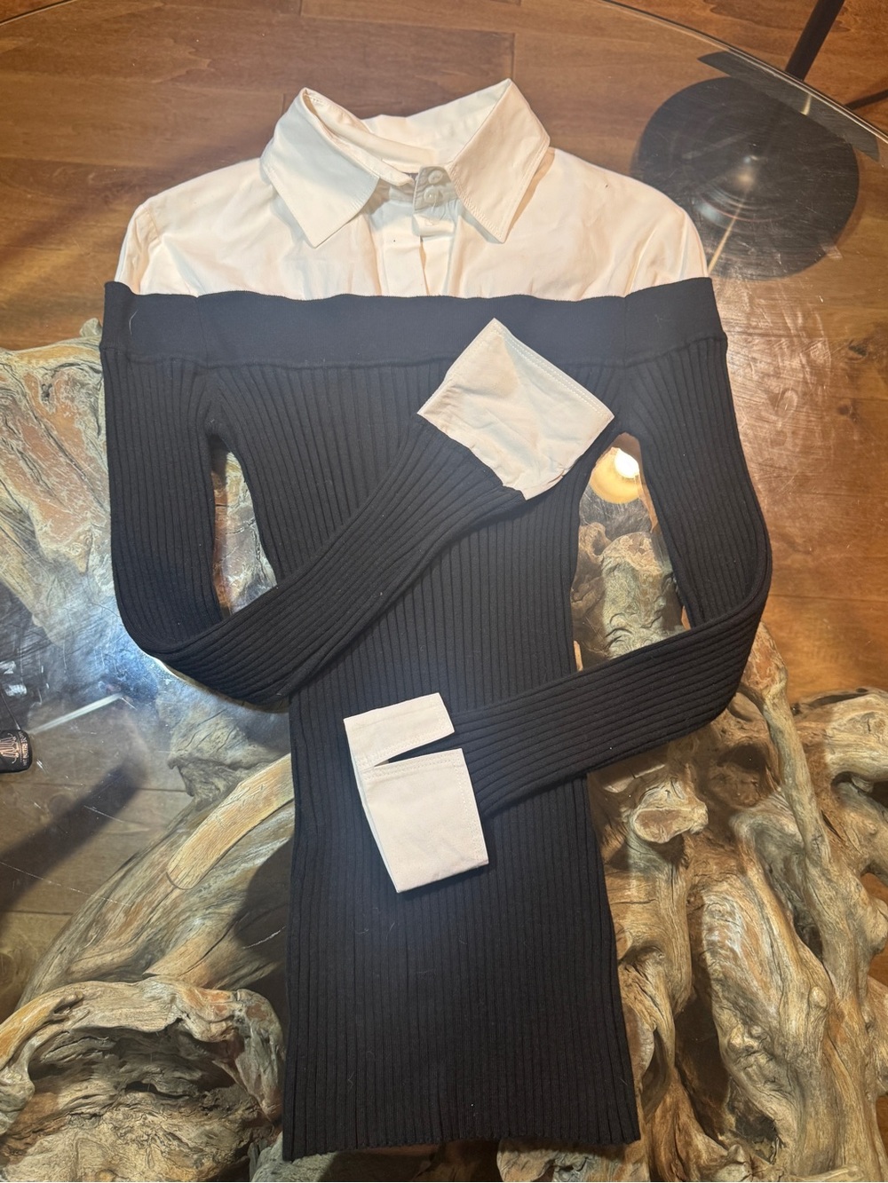 Layered Knitted button down